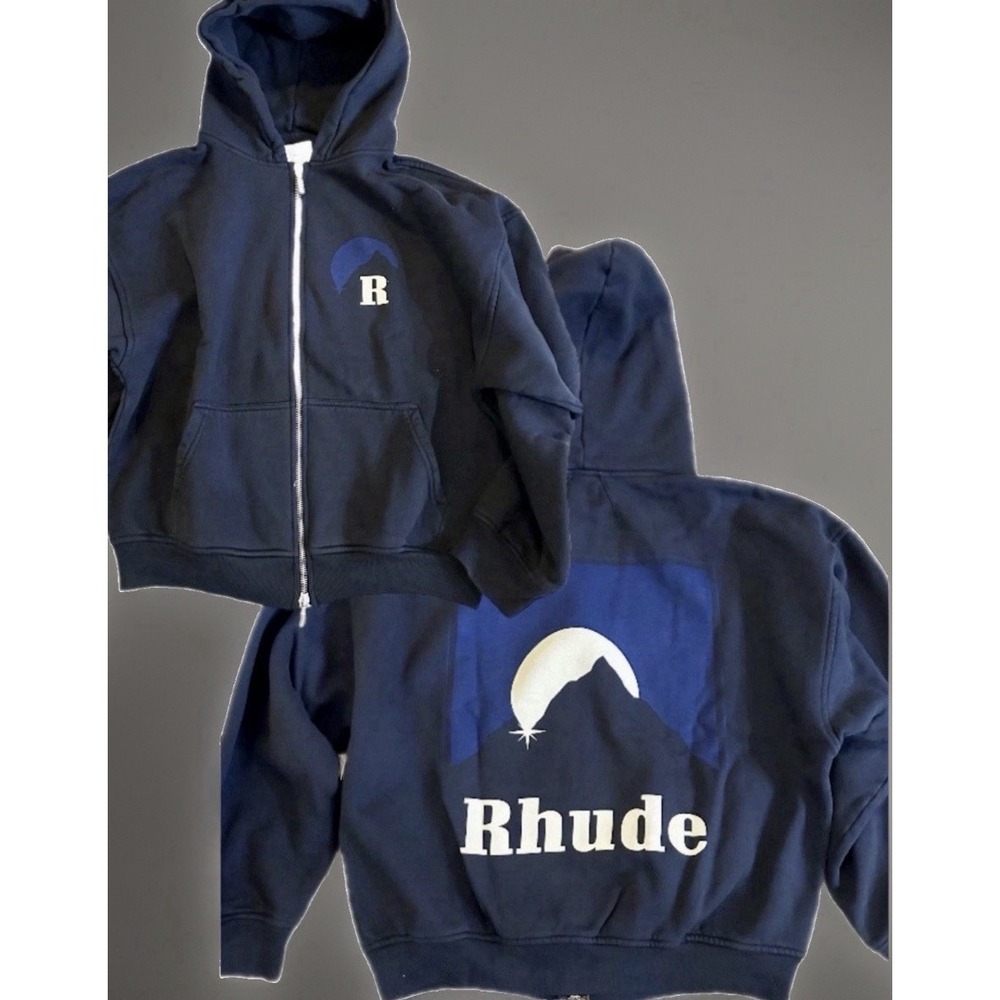 Rhude Moonlight Logo Zip Hoodie (Large) "Navy" - New Authentic